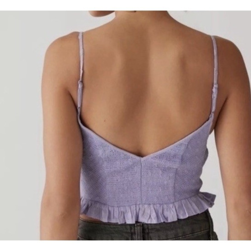 UO Janae Ruffle Lavender Cami Urban Outfitters Smocked Dot Embroidered Top XS - Picture 2 of 9